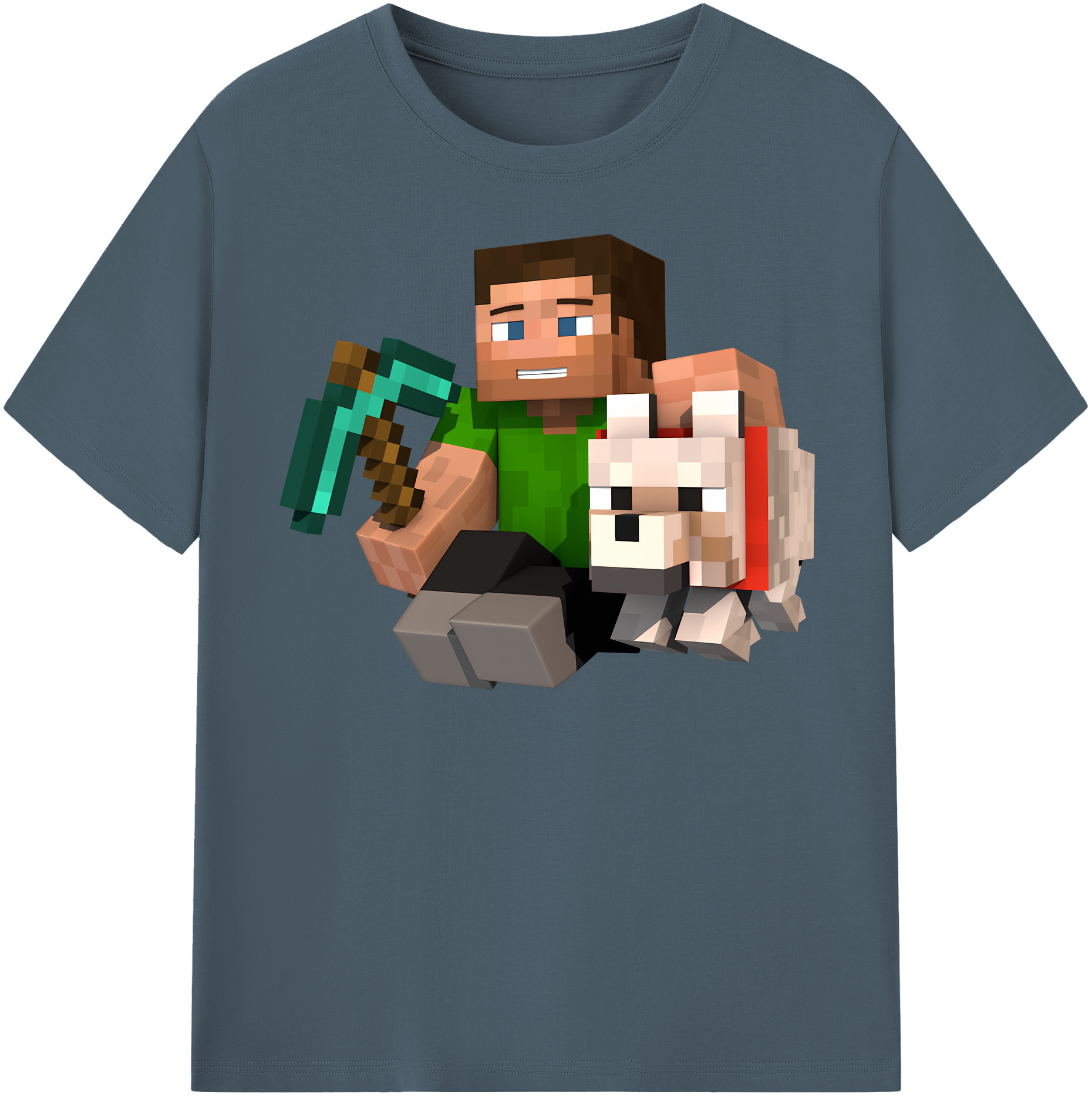 （画像用） マインクラフト ブロックの世界 Minecraft MC Block world 綿100％半袖Tシャツ（フロントプリント）